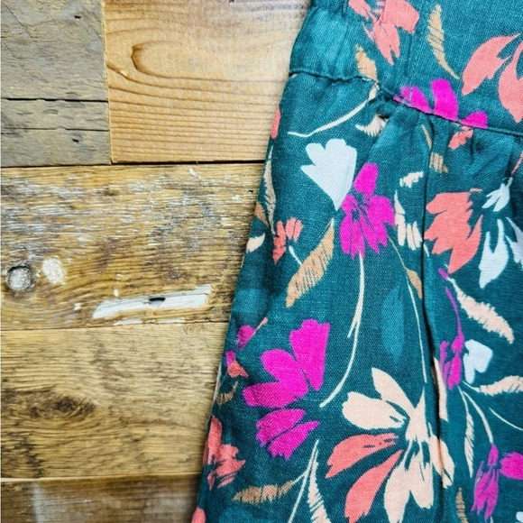 Loft linen blend floral Mini Skirt USM pockets comfort festival office boho - Picture 3 of 5